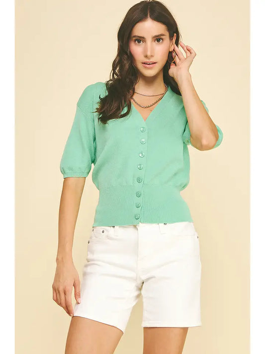 Solid V-Neck Knit Cardigan