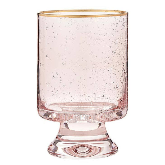 Pink Bubble Glassware with Gold Rim