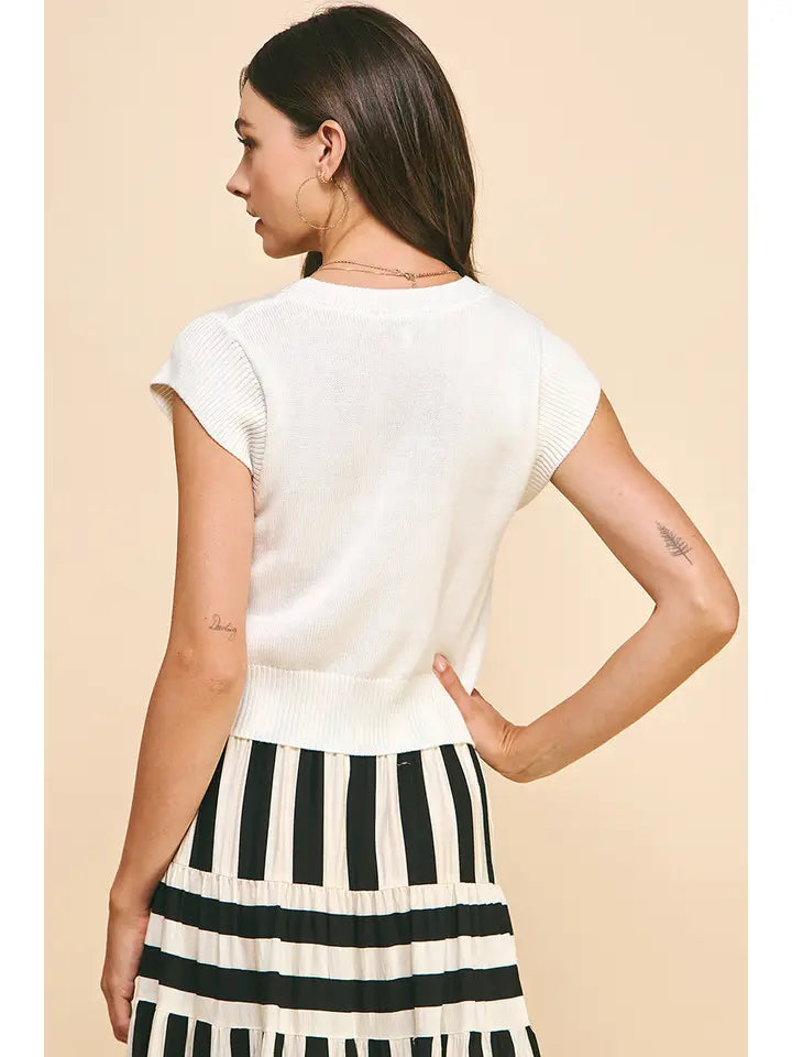 Cap Sleeves Knit Top