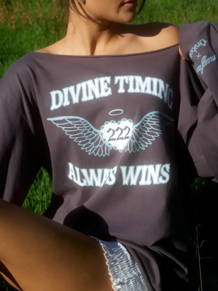 Divine Timing Slashed Long Sleeve Tee
