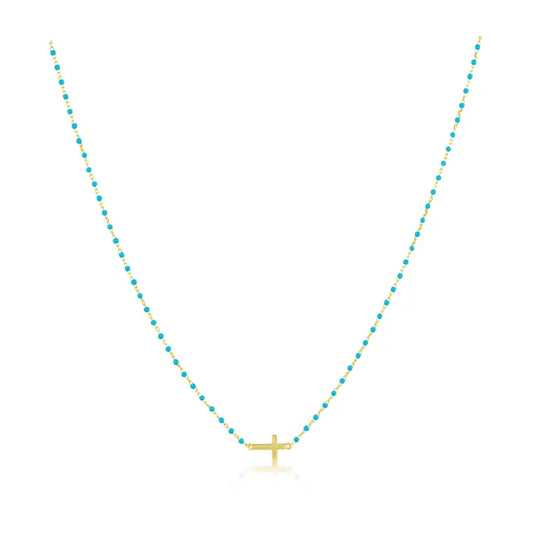 Elsa Side Cross Necklace Turquoise