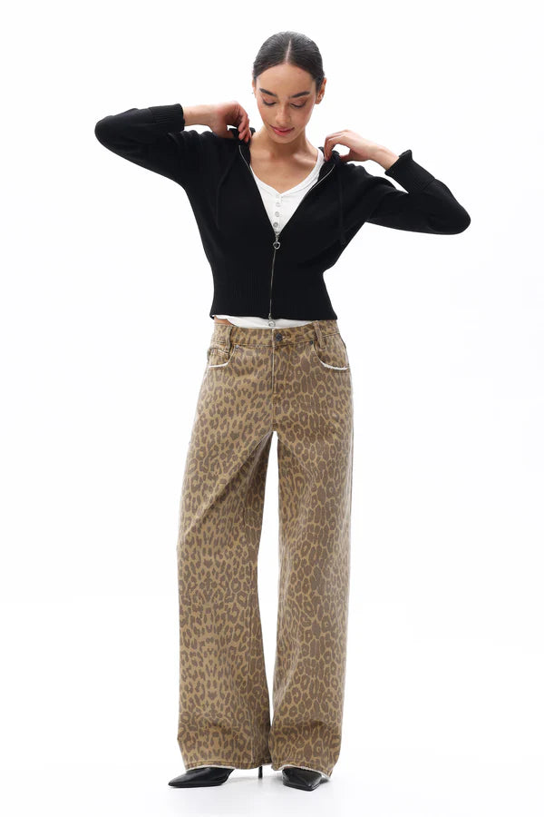 Animal Print Mid Rise Jean