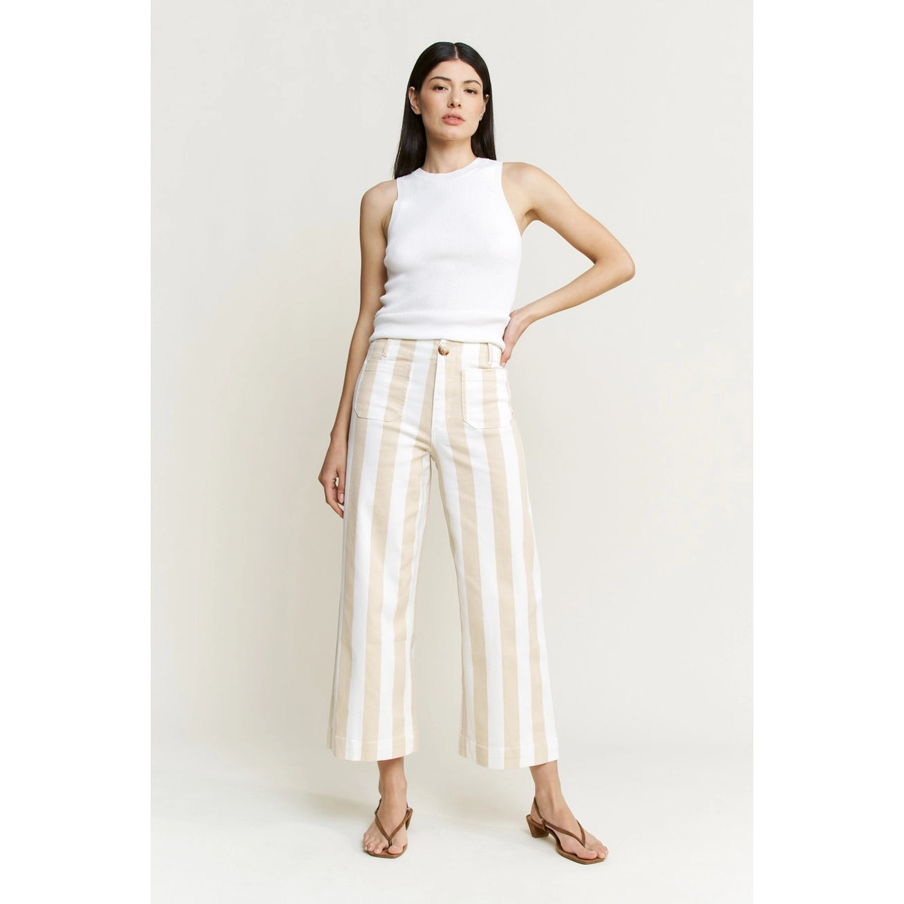 Brandy Striped Super High Cropped Wide Leg