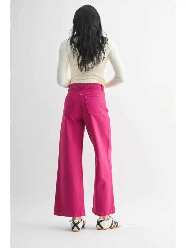 Fuchsia - Patch Pocket Wide Leg