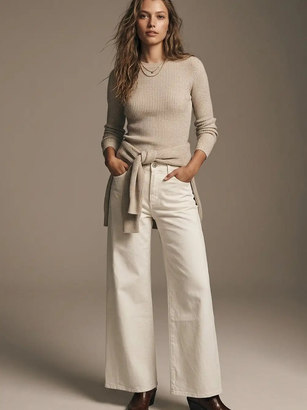 Wide Leg Cream color Jean
