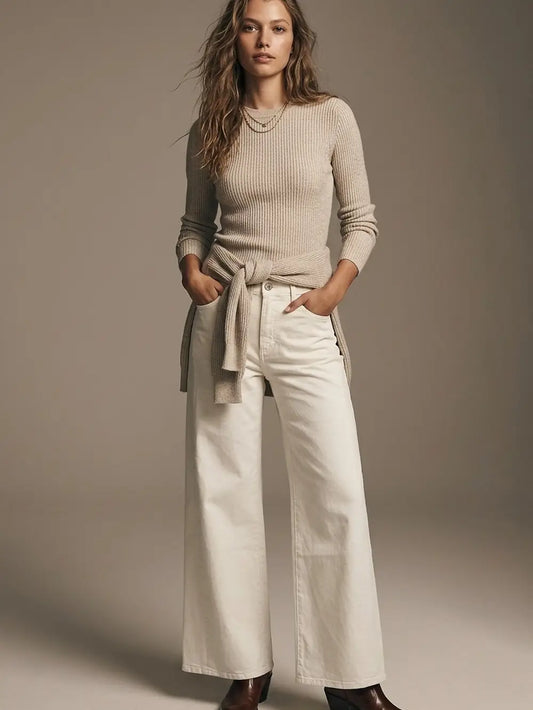 Wide Leg Cream color Jean