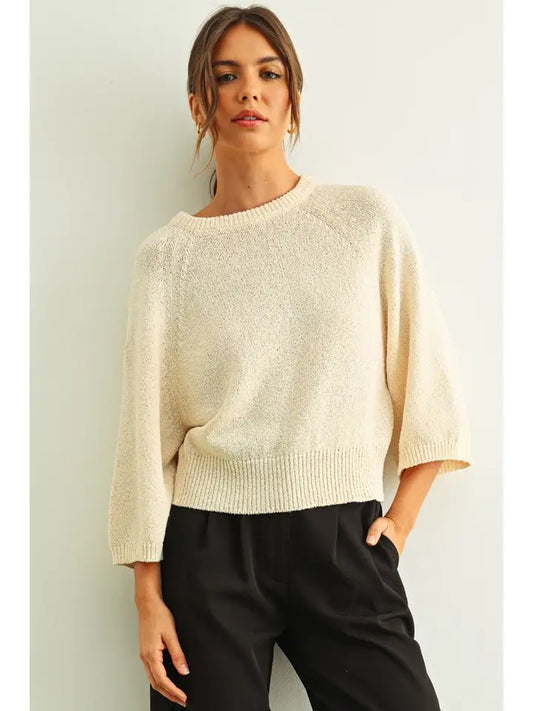 Round Neck 3/4 Sleeve Sweater