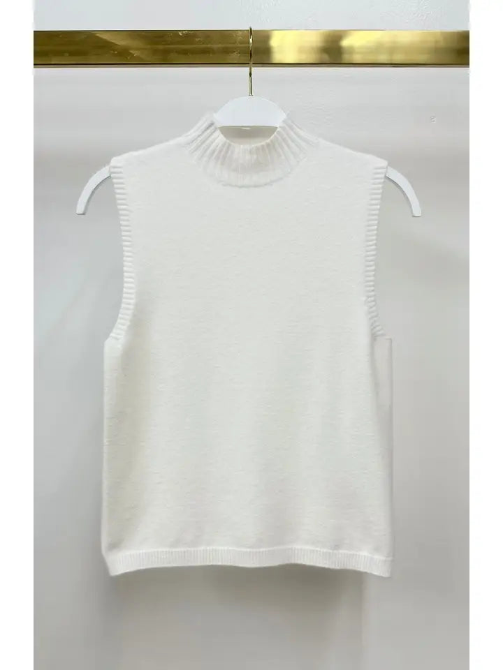 ITALIAN KNIT SLEEVELESS MOCK NECK TOP