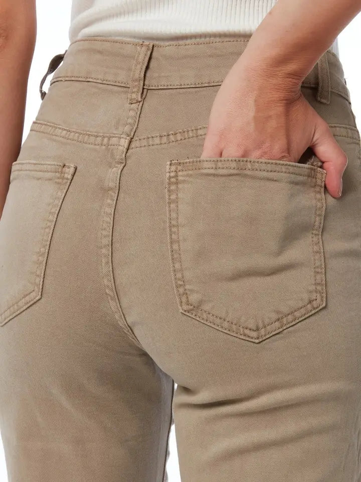 Straight Jeans with Gold Buttons At the Side