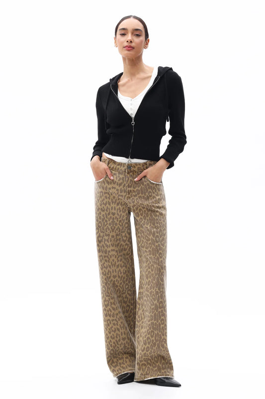Animal Print Mid Rise Jean