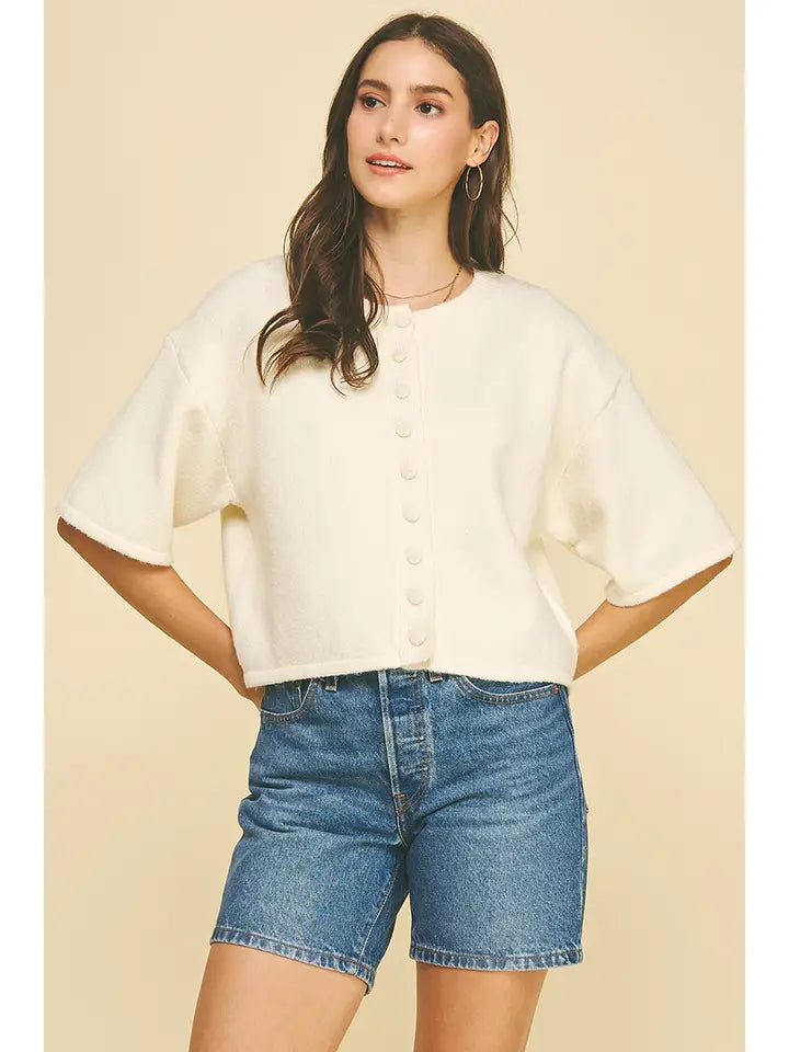 Button Down Short Sleeve Sweater