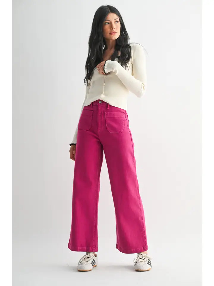 Fuchsia - Patch Pocket Wide Leg
