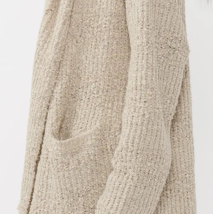 Novelty Solid Space-Dye Hooded Cardigan