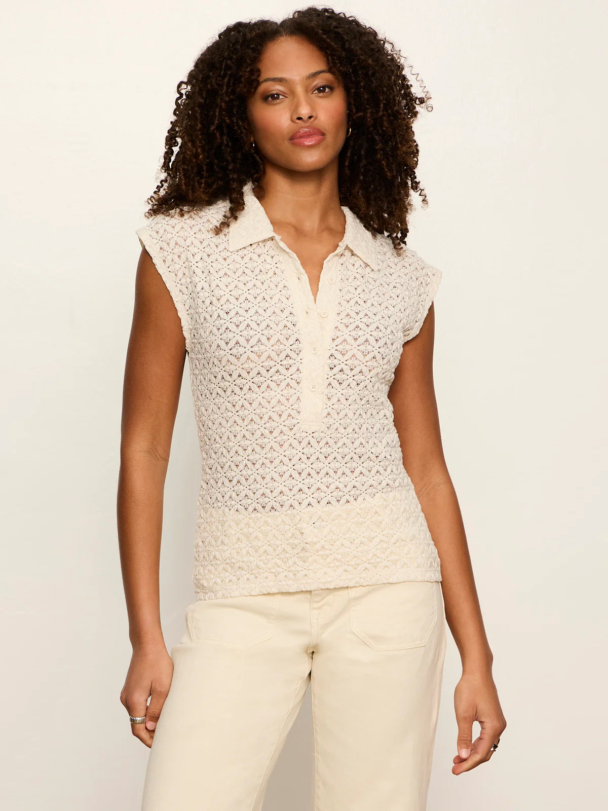 Everyday Muse Collared Tee Bone