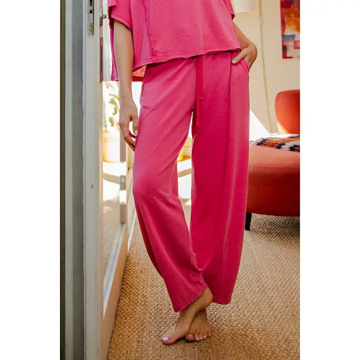 Mineral Washed Cotton Barrel Pant