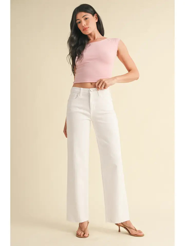 Opt Wht - Slim Palazzo w/ Scissor Cut