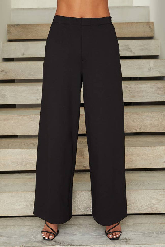 Italian Made Wide Leg Silk  Structured Pant