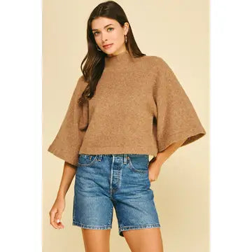 Wide Sleeve Mock Neck Sweater