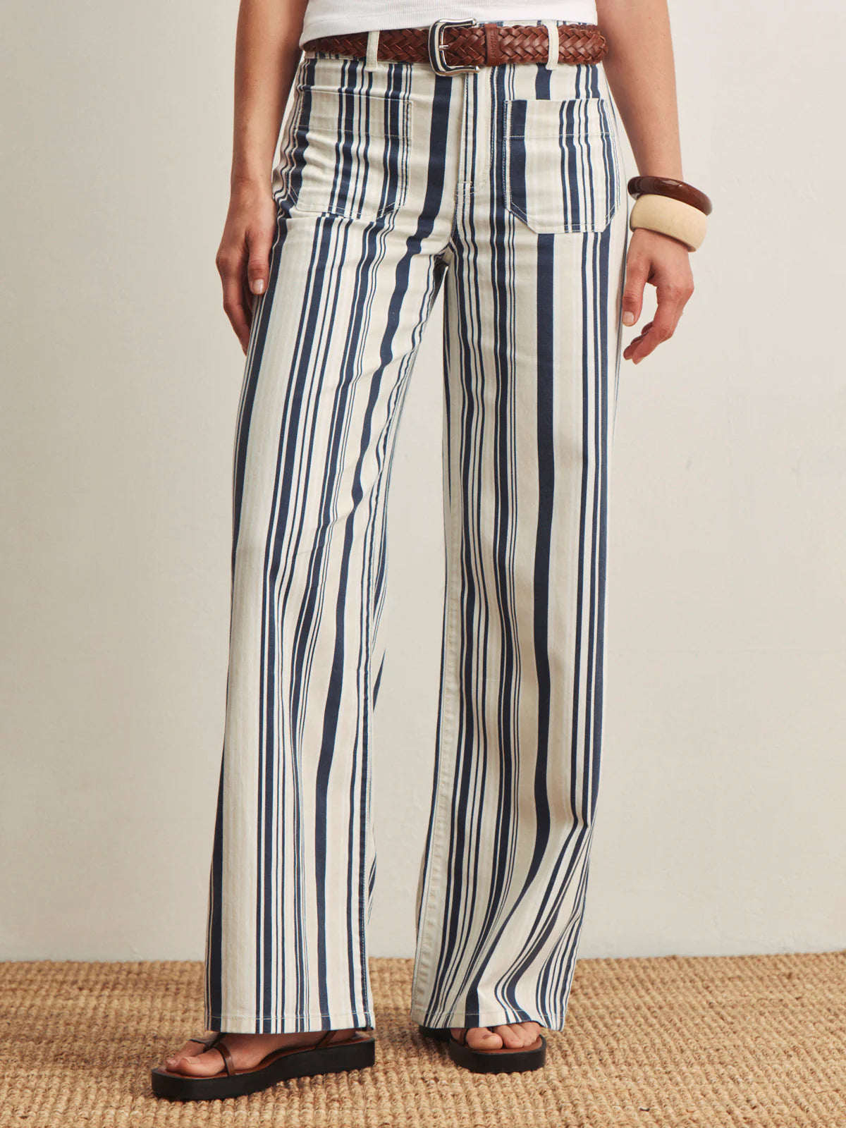 Marine Full Length Striped Pants