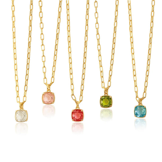 Cushion Cut Stone Necklace