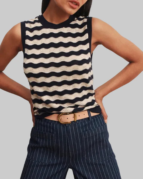 Everyday Chevron Knit Shell in Inkstorm/Dark Opal