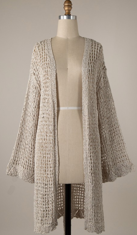 Open Crochet Belted Cardigan