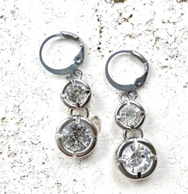 Chunky Double Drop Crystal Earrings