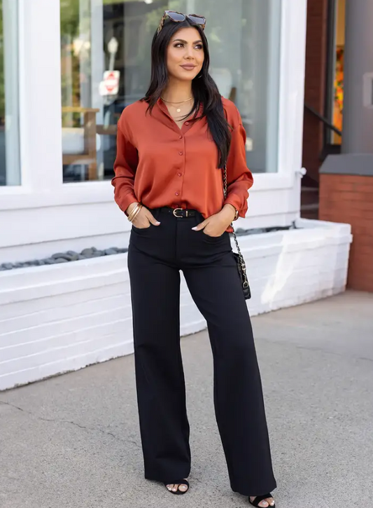 Satin Button Down Blouse