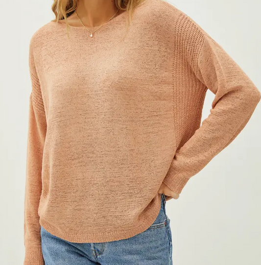 Lightweight Drop Shoulder Pullover Rib Knit