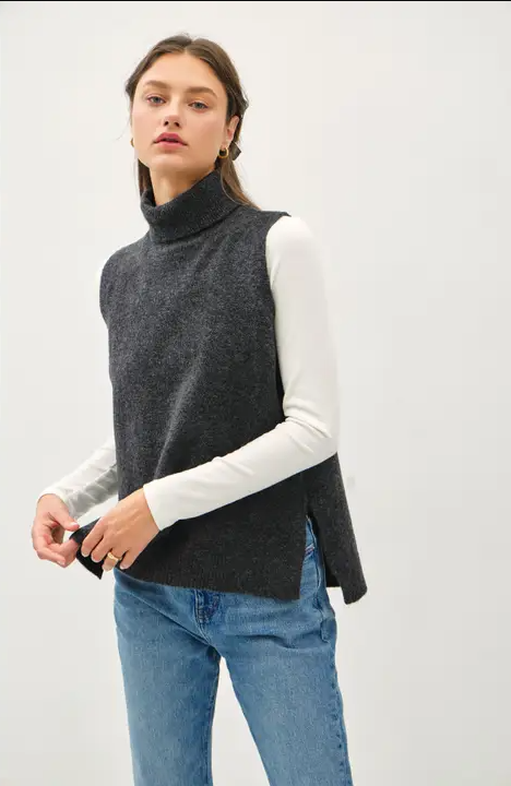 Wool Blend Turtleneck Sweater Vest