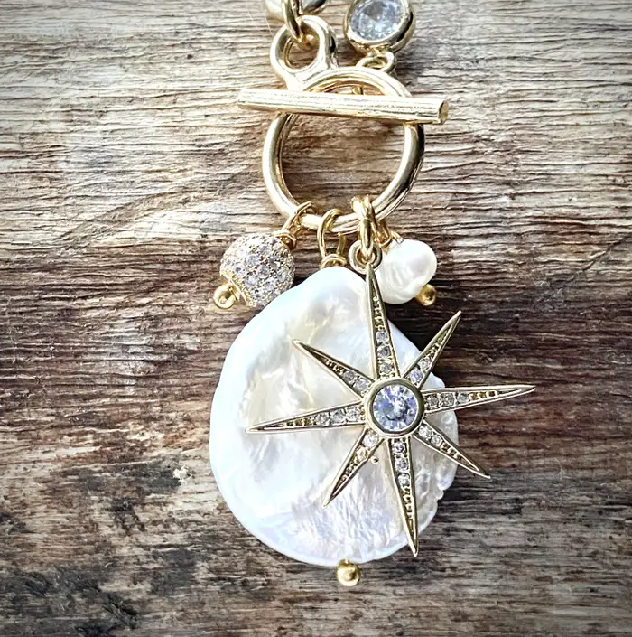 Fresh Water Pearl Star Gold Necklace