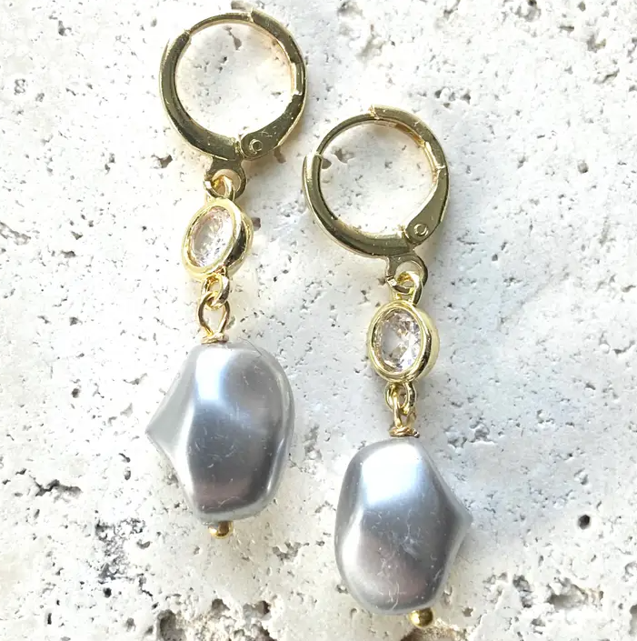 Modern Vintage Baroque Pearl Earrings