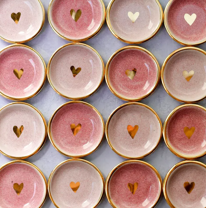 Ceramic Ring Dish With Gold Heart