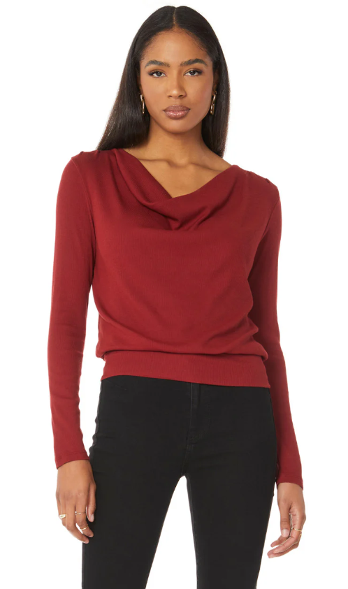 Cowl Neck Long Sleeve Top