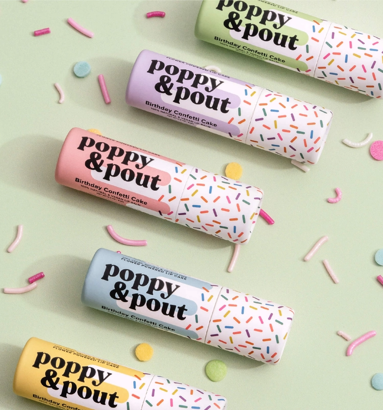 Poppy and Pout Birthday Confetti Cake Lip Balm