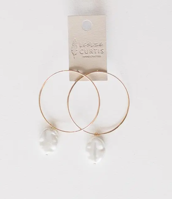 Sasha Pearl Hoop Earrings by Leslie Curtis