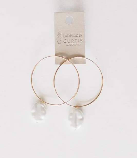 Sasha Pearl Hoop Earrings by Leslie Curtis