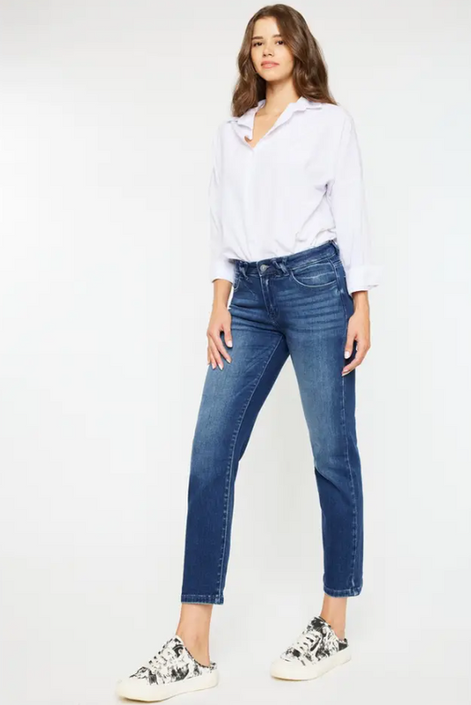 Mid Rise Slim Straight Jean