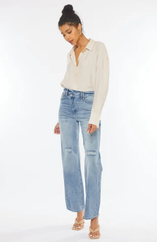 Crossover Waist Denim Jean