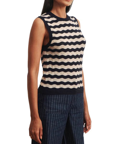 Everyday Chevron Knit Shell in Inkstorm/Dark Opal