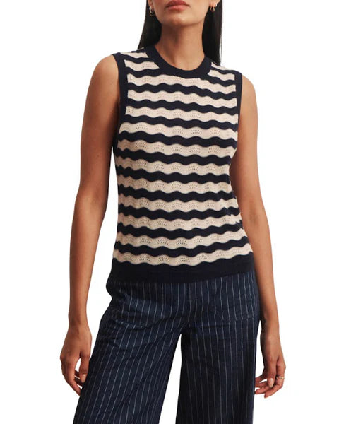 Everyday Chevron Knit Shell in Inkstorm/Dark Opal