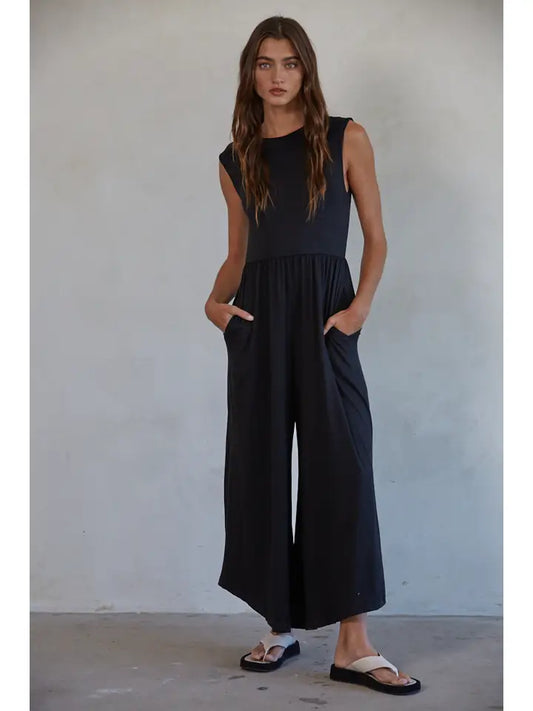 Knit Open Back Wide Leg Jumpsuit