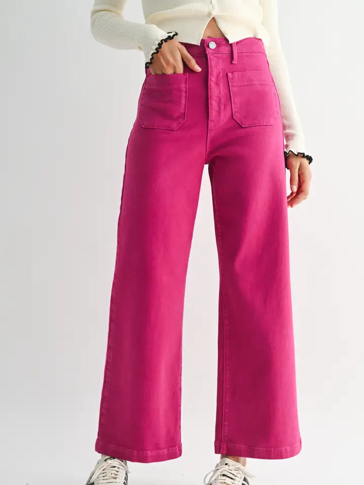 Fuchsia - Patch Pocket Wide Leg