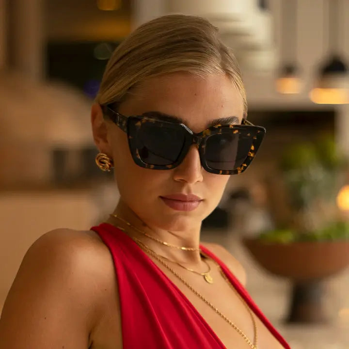 Portofino Acetate Oversized Cat Eye Sunglasses Tortoise