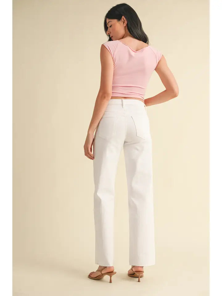 Opt Wht - Slim Palazzo w/ Scissor Cut