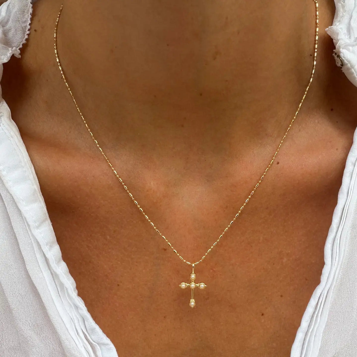 Pearl Cross Necklace