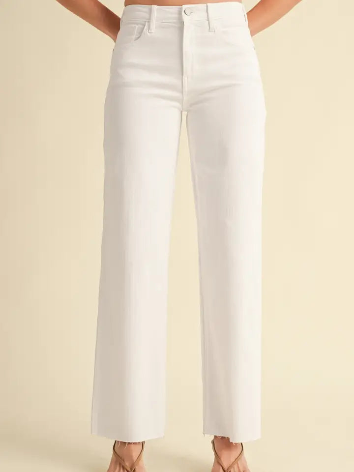 Opt Wht - Slim Palazzo w/ Scissor Cut