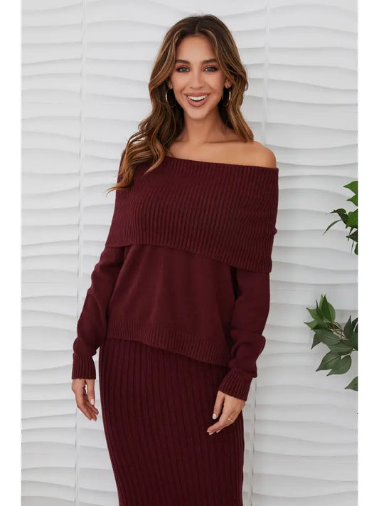 Off-Shoulder Chunky Knit Sweater