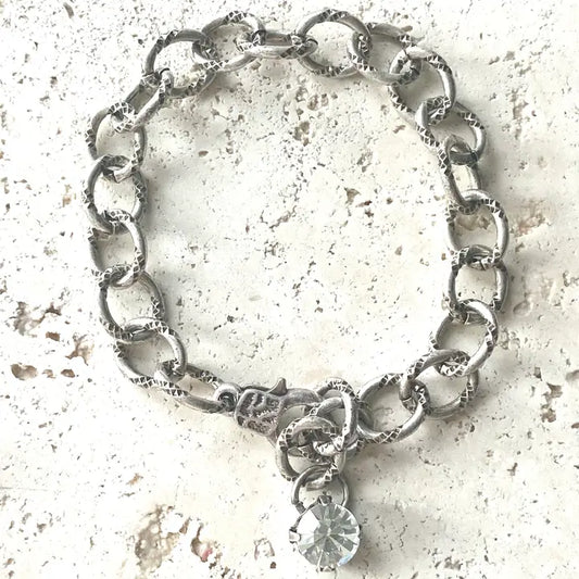 Chunky bracelet/etched chain silver