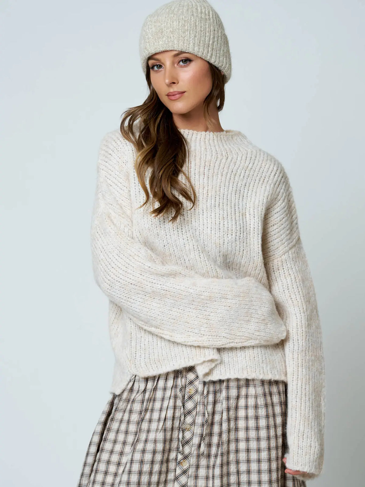 Mock Neck Long Sleeve Oversized Knit Sweater